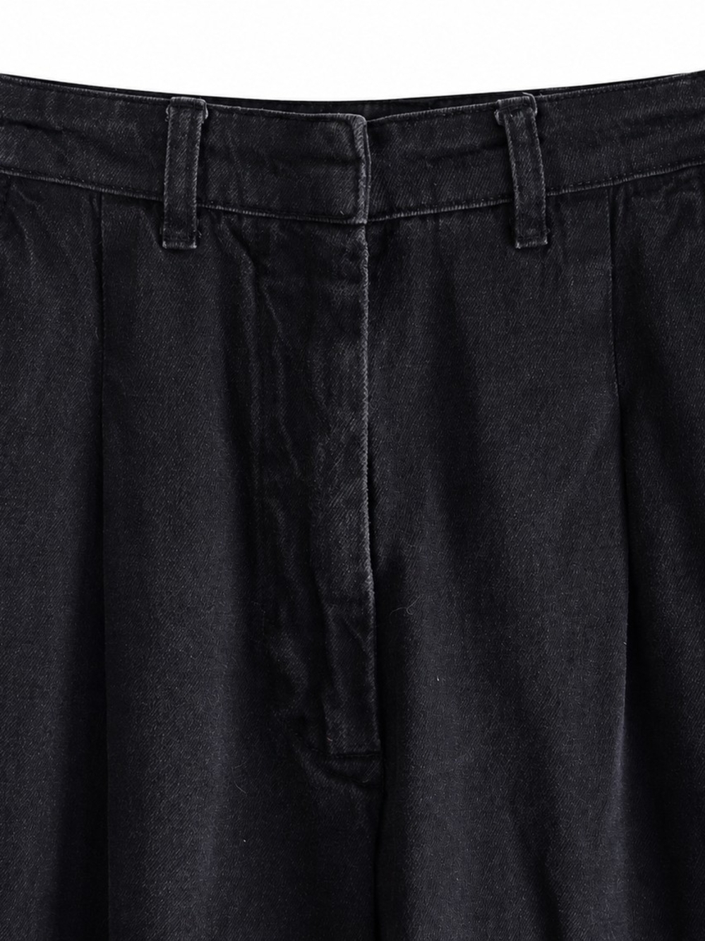 Zara High Rise Pleated Wide Leg Pants Black Trouser Jeans USA 2 EU 34 - Picture 3 of 13